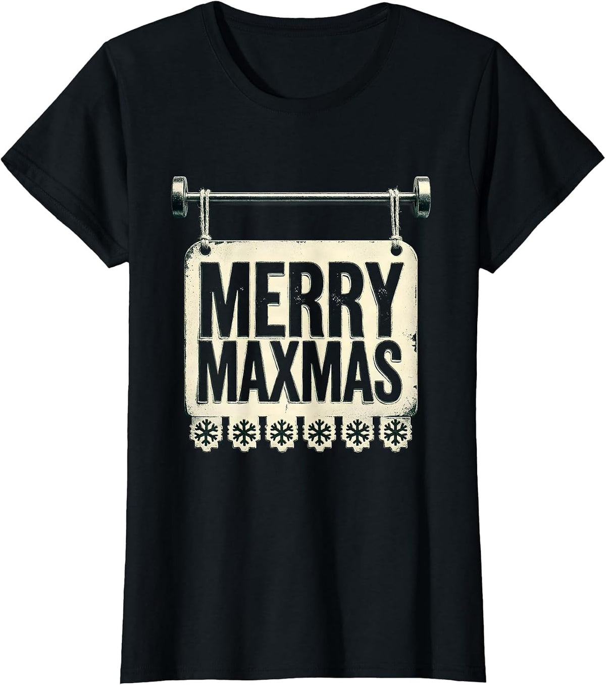Women's Merry Maxmas Funny Christmas Gym Workout Fitness Gift T-Shirt - Black