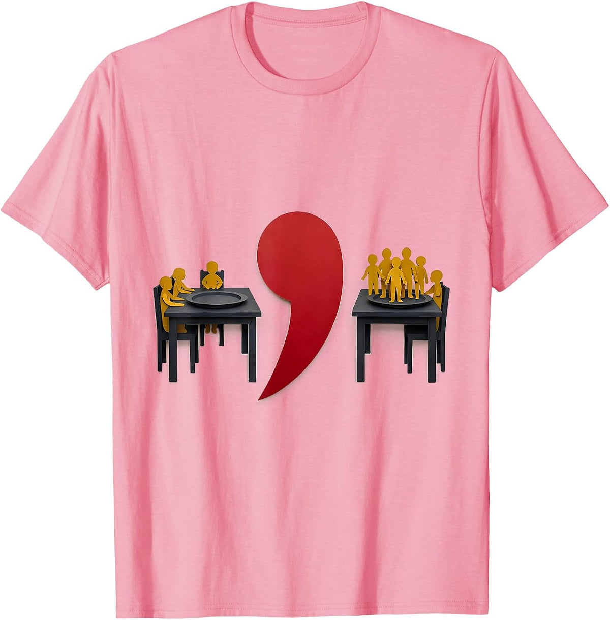 Men's Cut Paper Dinner Table Grammar Teacher Humor T-Shirt - Pink