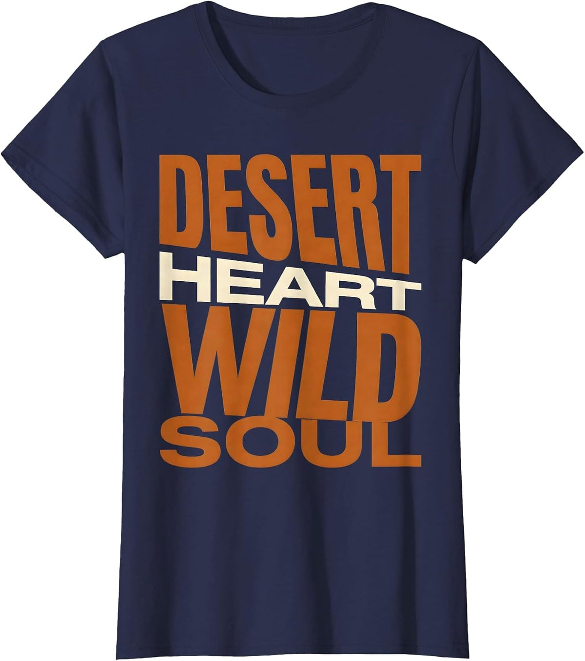 Women's Desert Heart Wild Soul Western Graphic Design T-Shirt - Navy Blue