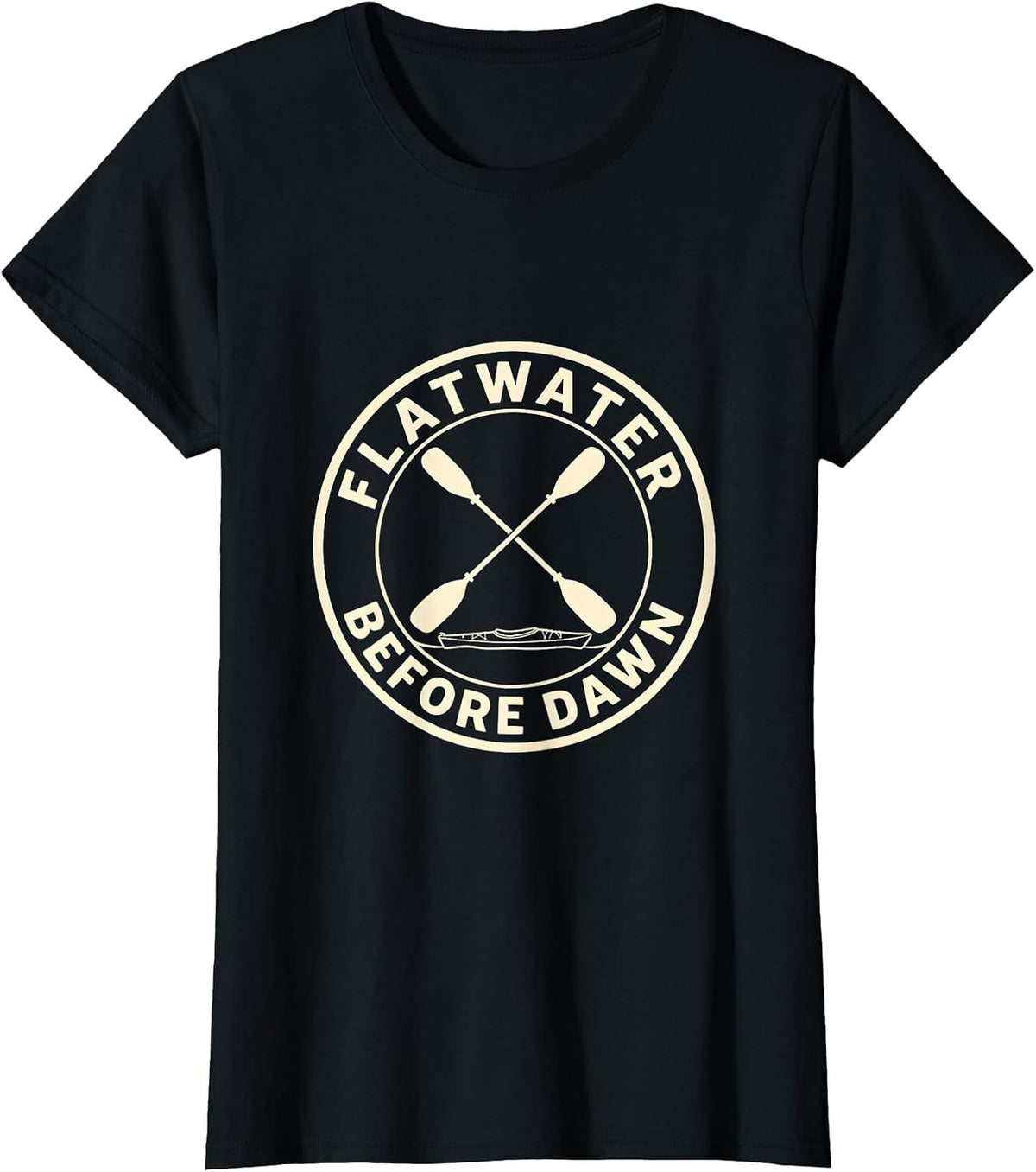 Flatwater Before Dawn Kayak Paddler Design T-Shirt - Black