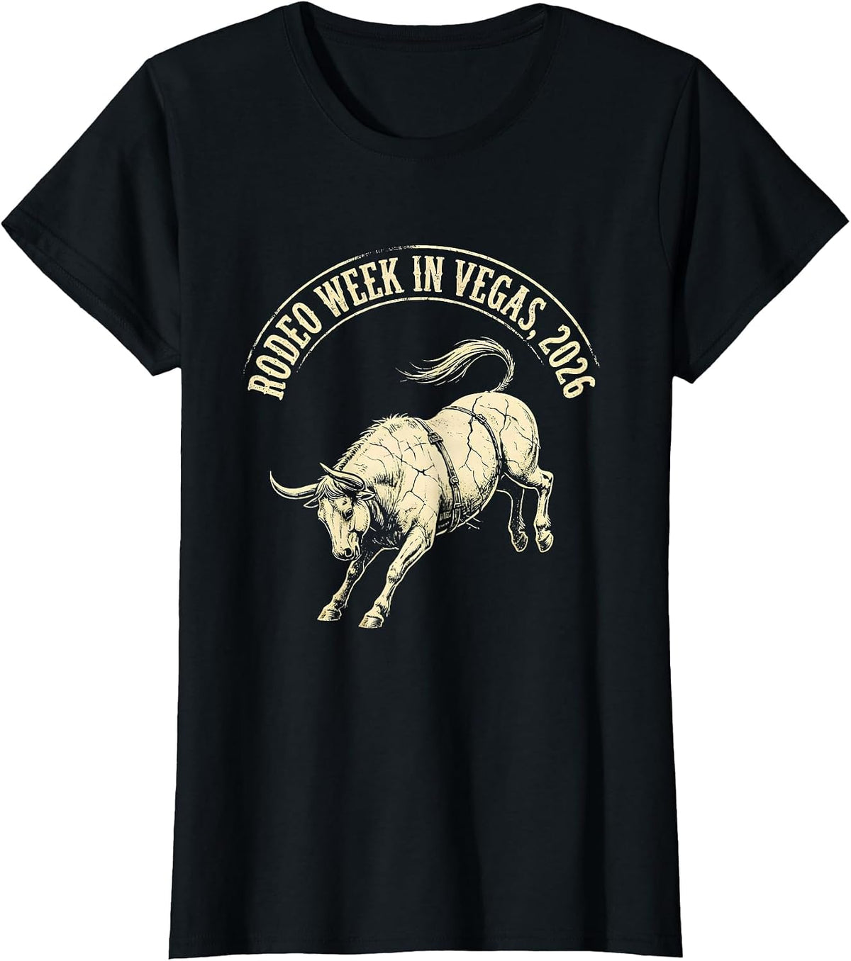 Rodeo Week In Vegas 2026 Boho Western Monochrome Group Trip T-Shirt - Black