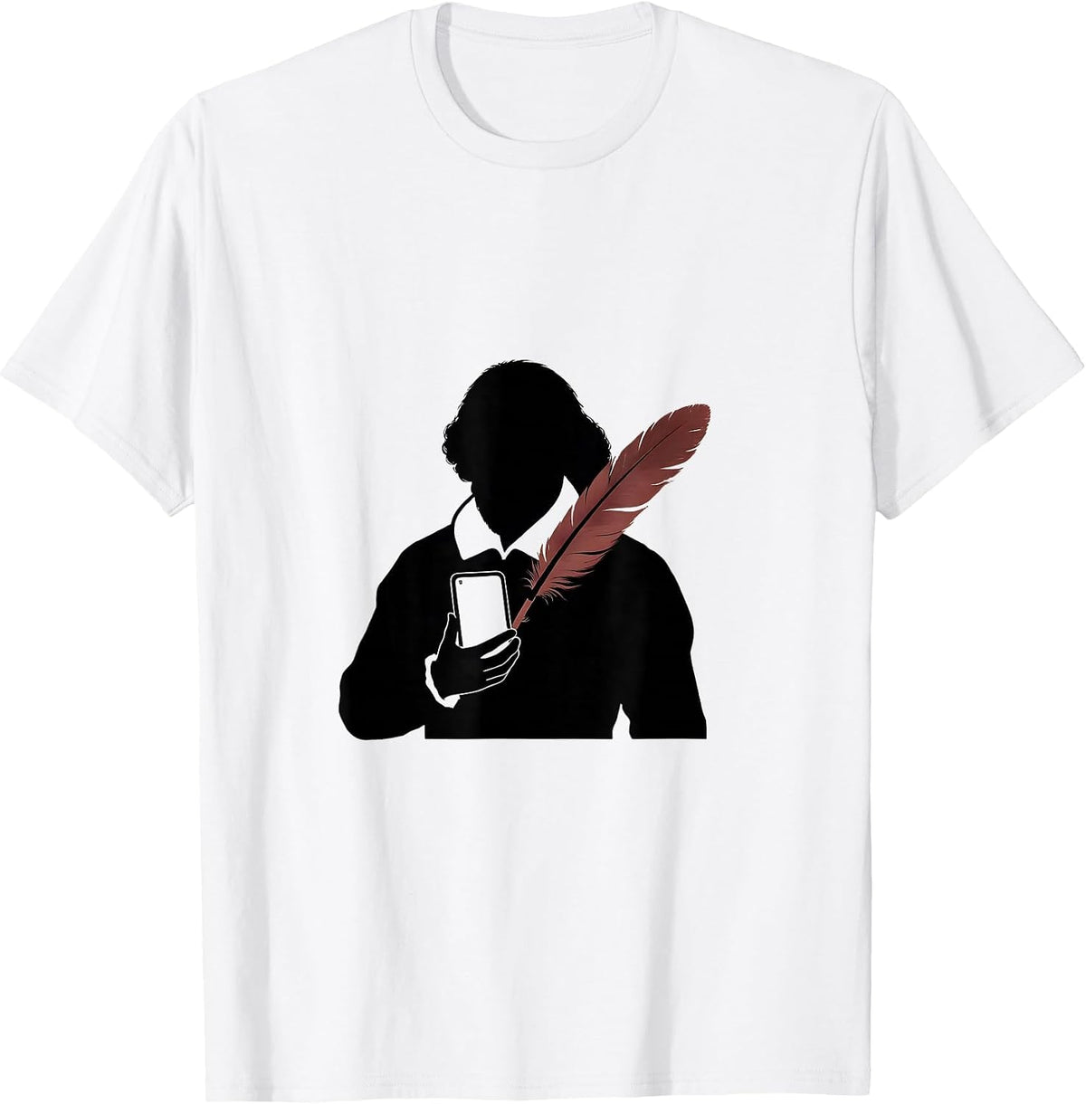 Men's Shakespeare Silhouette Minimalist English Literature Humor T-Shirt - White