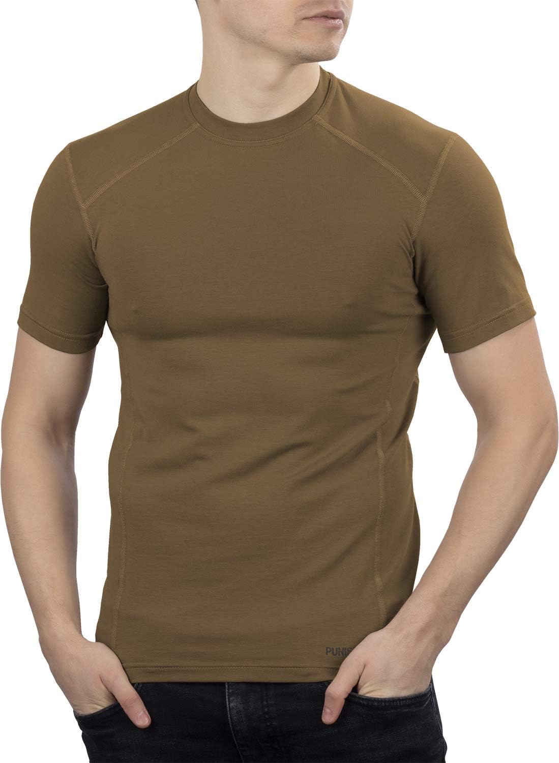 281Z Military Stretch Cotton Underwear T-Shirt - Tactical Hiking Outdoor - Punisher Combat Line - Coyote Brown