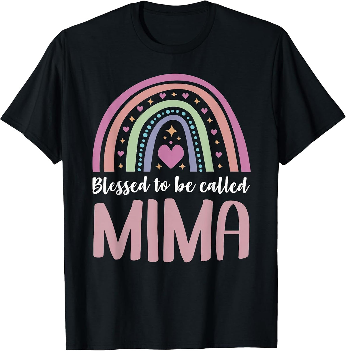 Mima Tee Shirt for Grandma Women Mothers Day Blessed Mima T-Shirt - Black