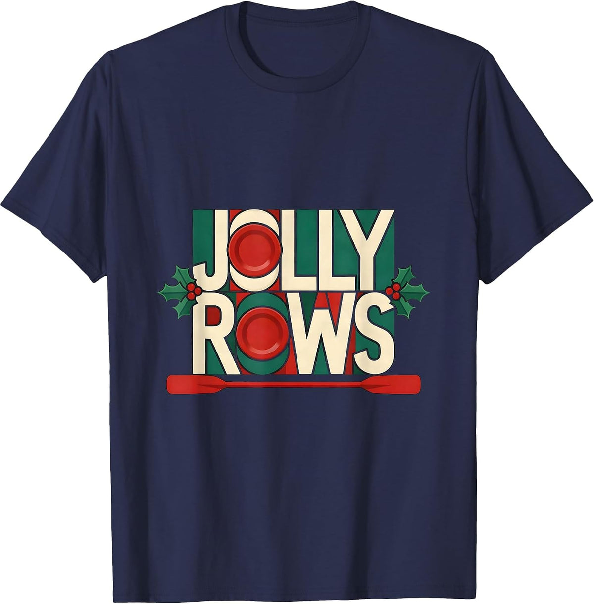 Men's Jolly Rows Quilted Rowing Handle Gym Fitness Christmas T-Shirt - Navy Blue