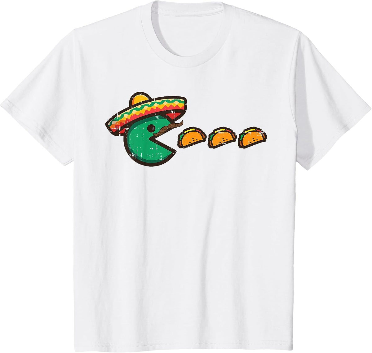 Mexican Gamer Eating Tacos Cinco De Mayo Men Boys Kids Teens T-Shirt - White