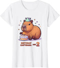 Women's Birthday Capybara Age 2 Cute Kawaii Animal Lover Gift T-Shirt - White