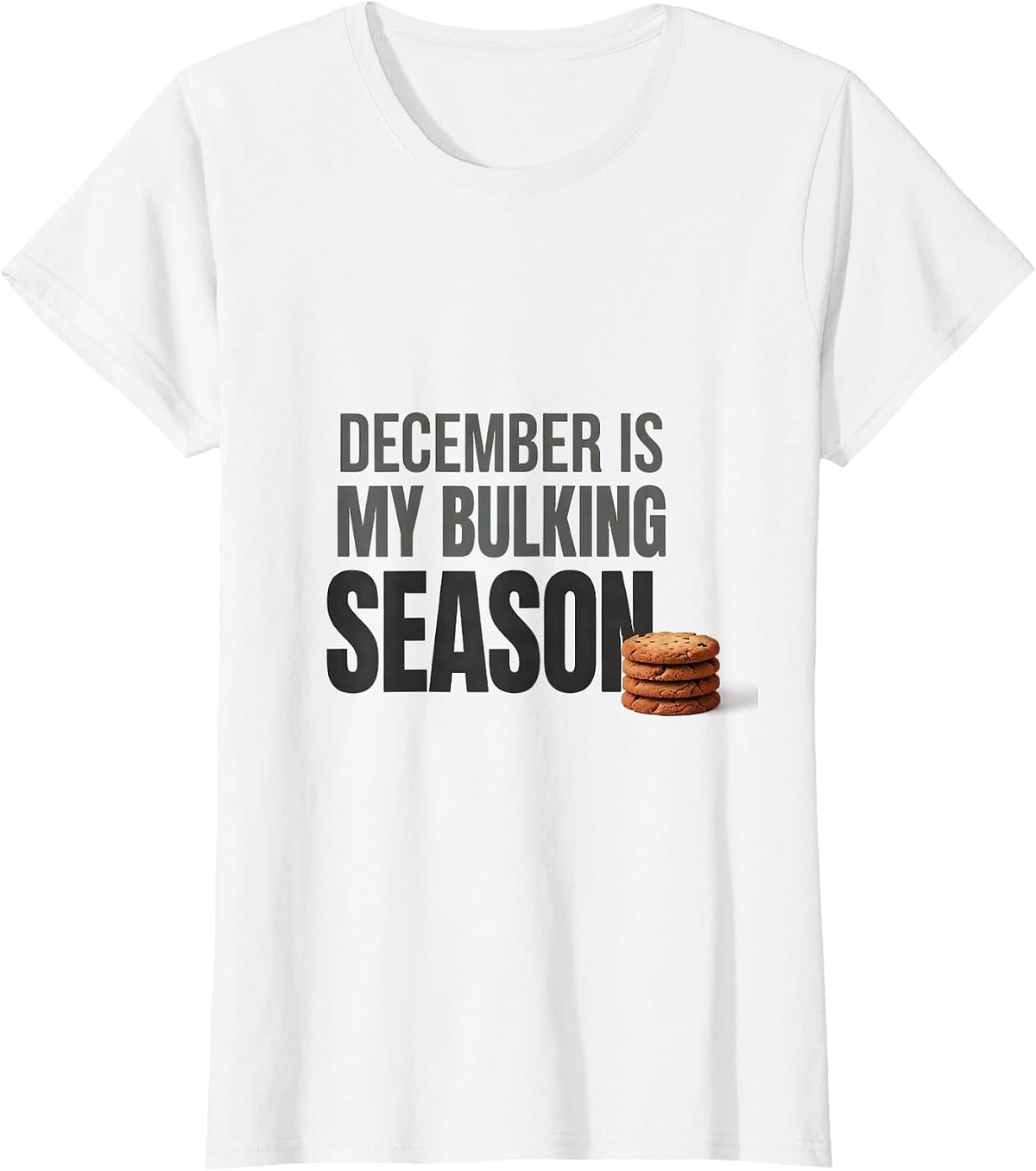 December Is My Bulking Season Funny Gym Weightlifting T-Shirt - White