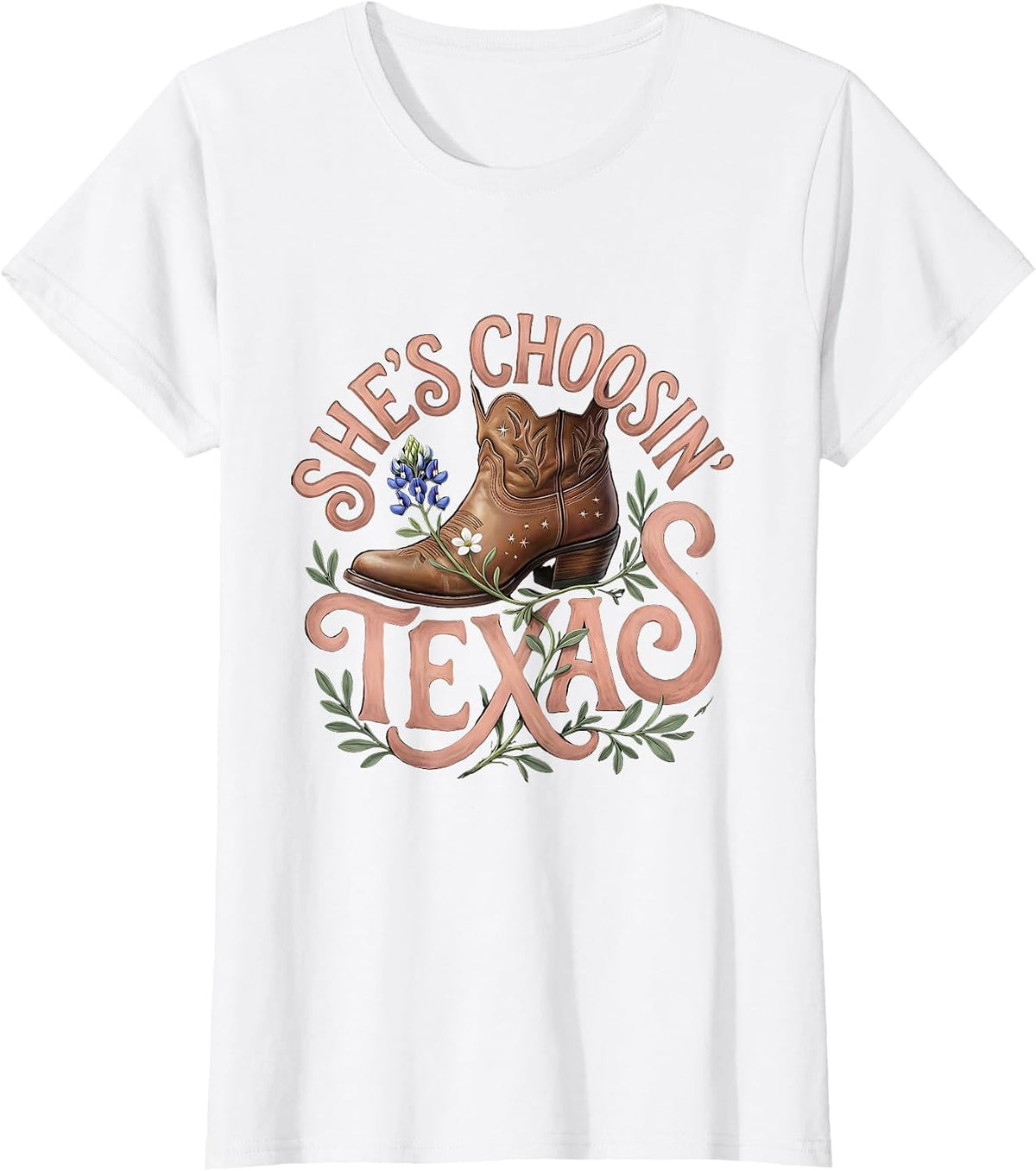 She's Choosin' Texas Western Lifestyle Boho T-Shirt - White