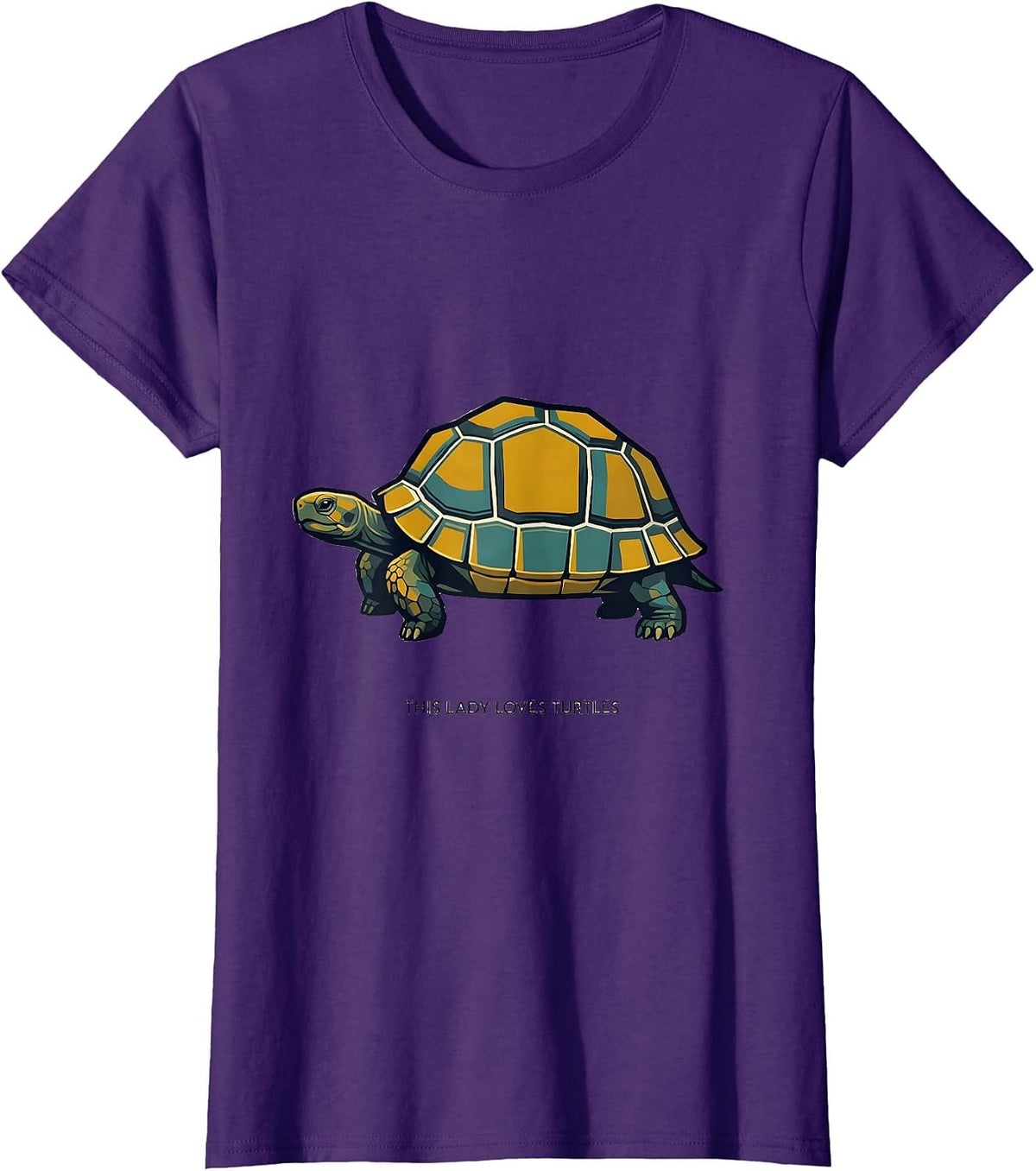 Women's This Lady Loves Turtles Midcentury Modern Turtle Lover Gift T-Shirt - Purple