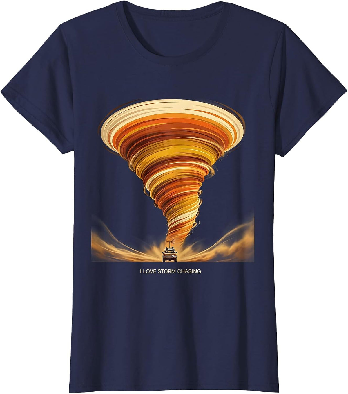 Women's I Love Storm Chasing Retro 70s Meteorology Gift for Storm T-Shirt - Navy Blue