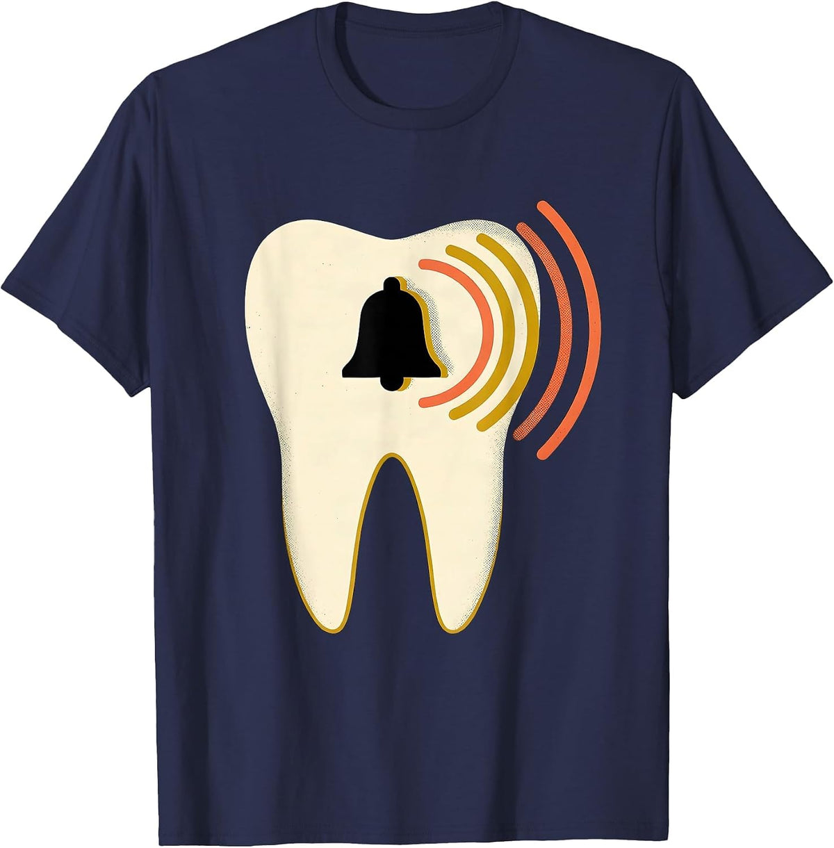 Oversized Tooth Midcentury Modern Dentist Christmas Humor T-Shirt - Navy Blue