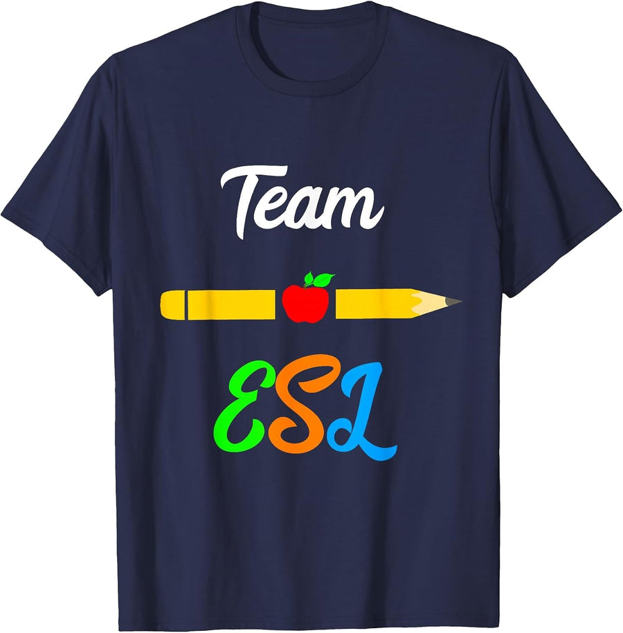 ESL Teacher Team Appreciation Day English Languages T-Shirt - Navy Blue