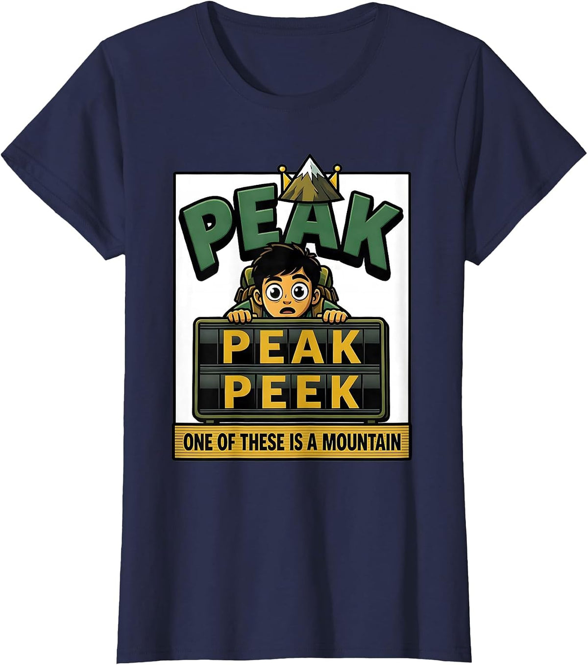 Women's Peak Peek One Of These Is A Mountain Funny Grammar Teacher T-Shirt - Navy Blue