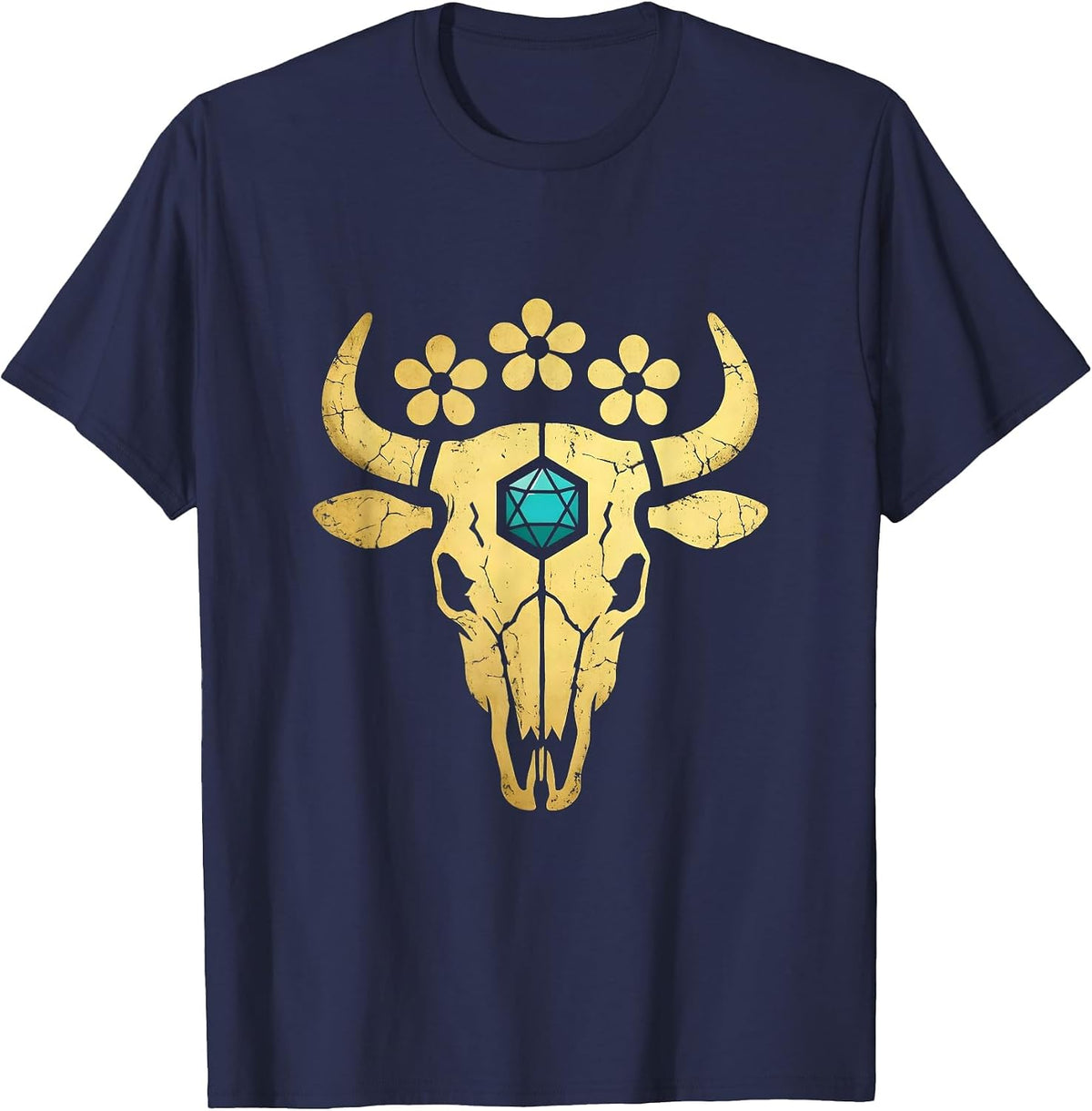 Turquoise Ring Leather Glove Western Boho Art T-Shirt - Navy Blue