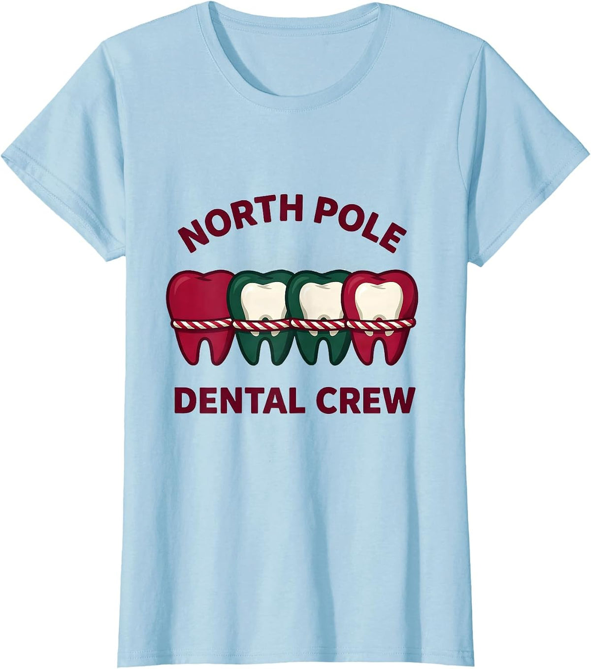 North Pole Dental Crew Funny Dentist Dental Team Christmas T-Shirt - Baby Blue