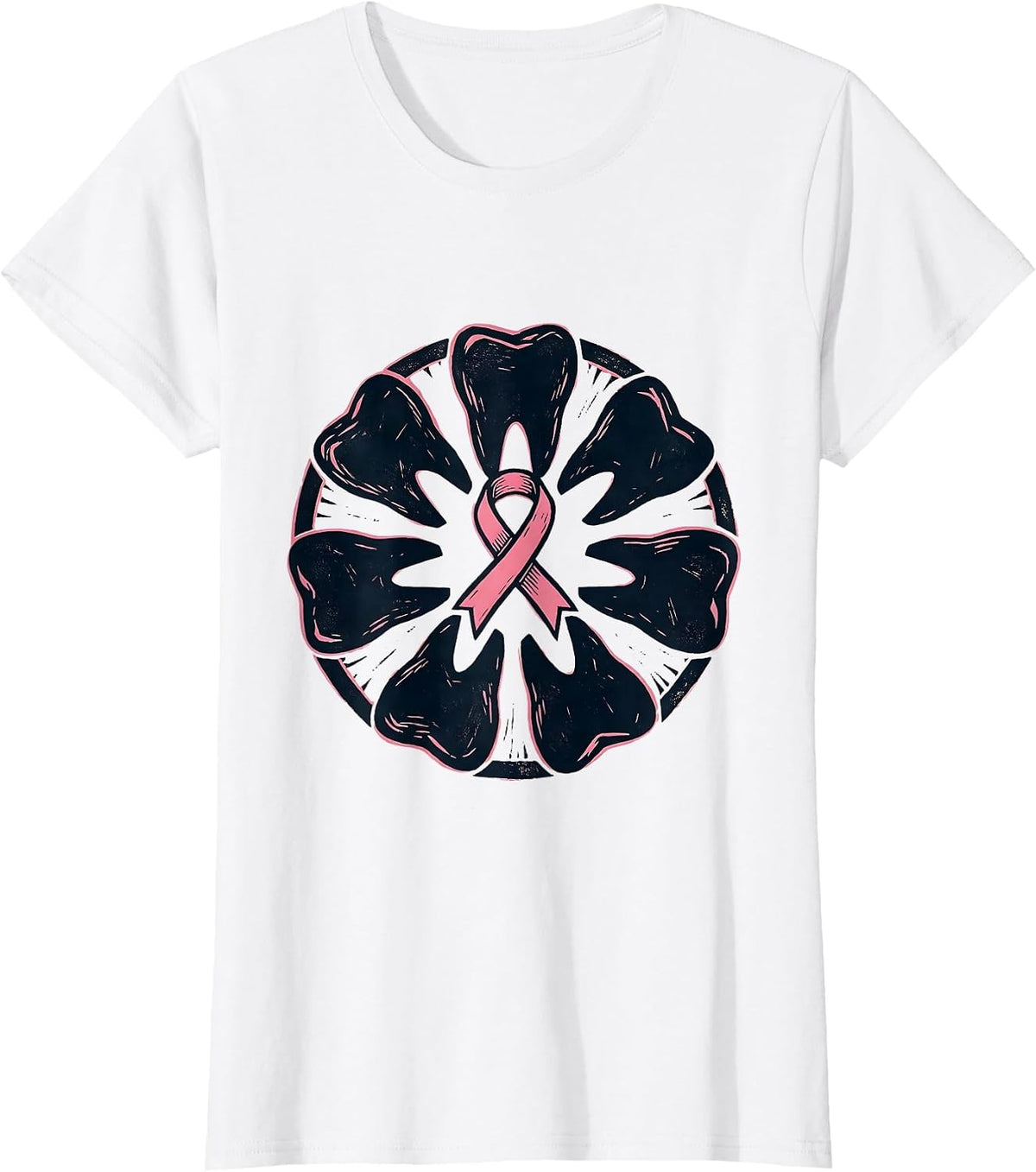 Sealed Dental Tooth Badge Breast Cancer Awareness Month T-Shirt - White