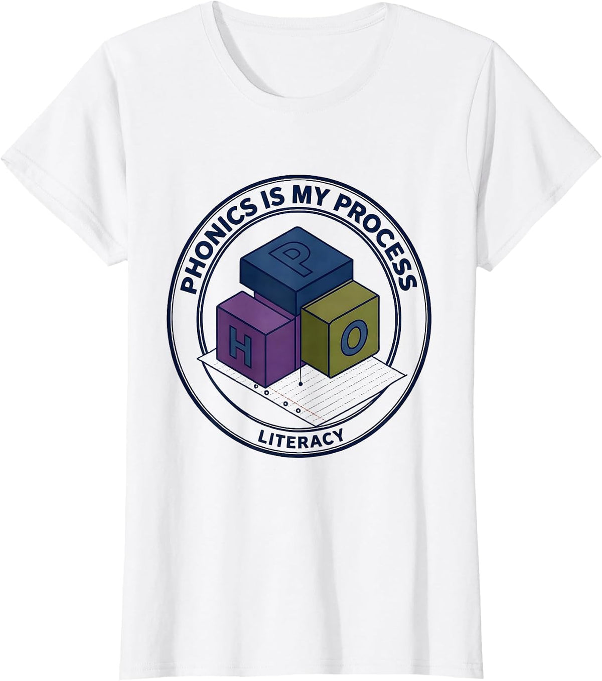 Phonics Is My Process Reading Teacher Literacy Humor T-Shirt - White