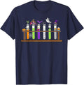 Test Tube Chemistry Nerd Science Teacher Spooky Halloween T-Shirt - Navy Blue