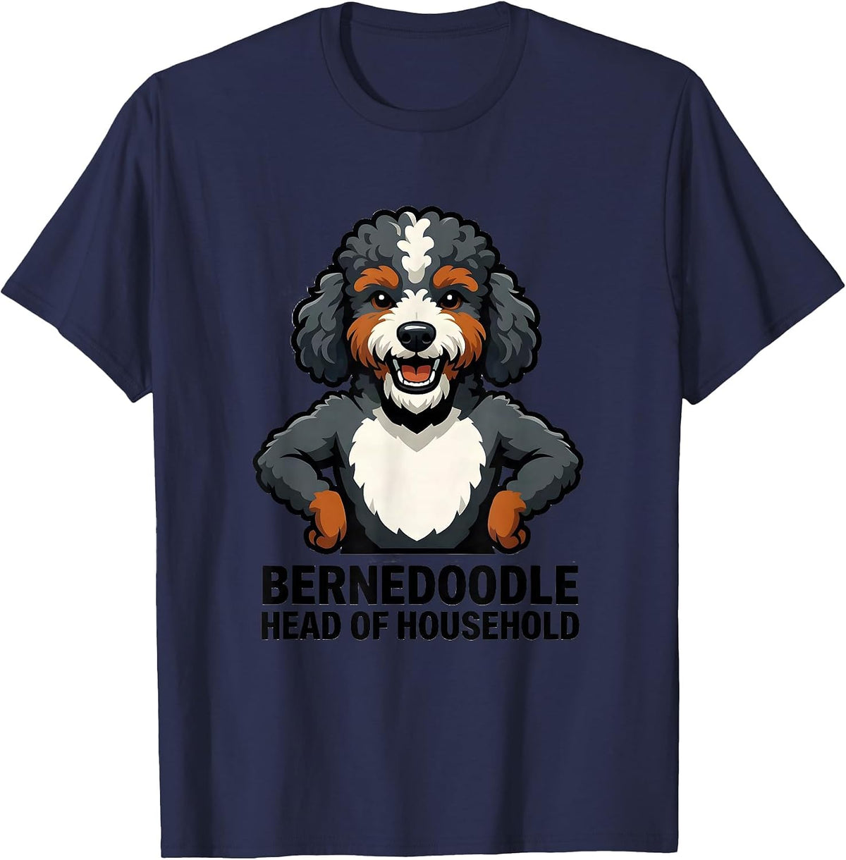 Men's Bernedoodle Head Of Household Funny Dog Lover Mascot T-Shirt - Navy Blue