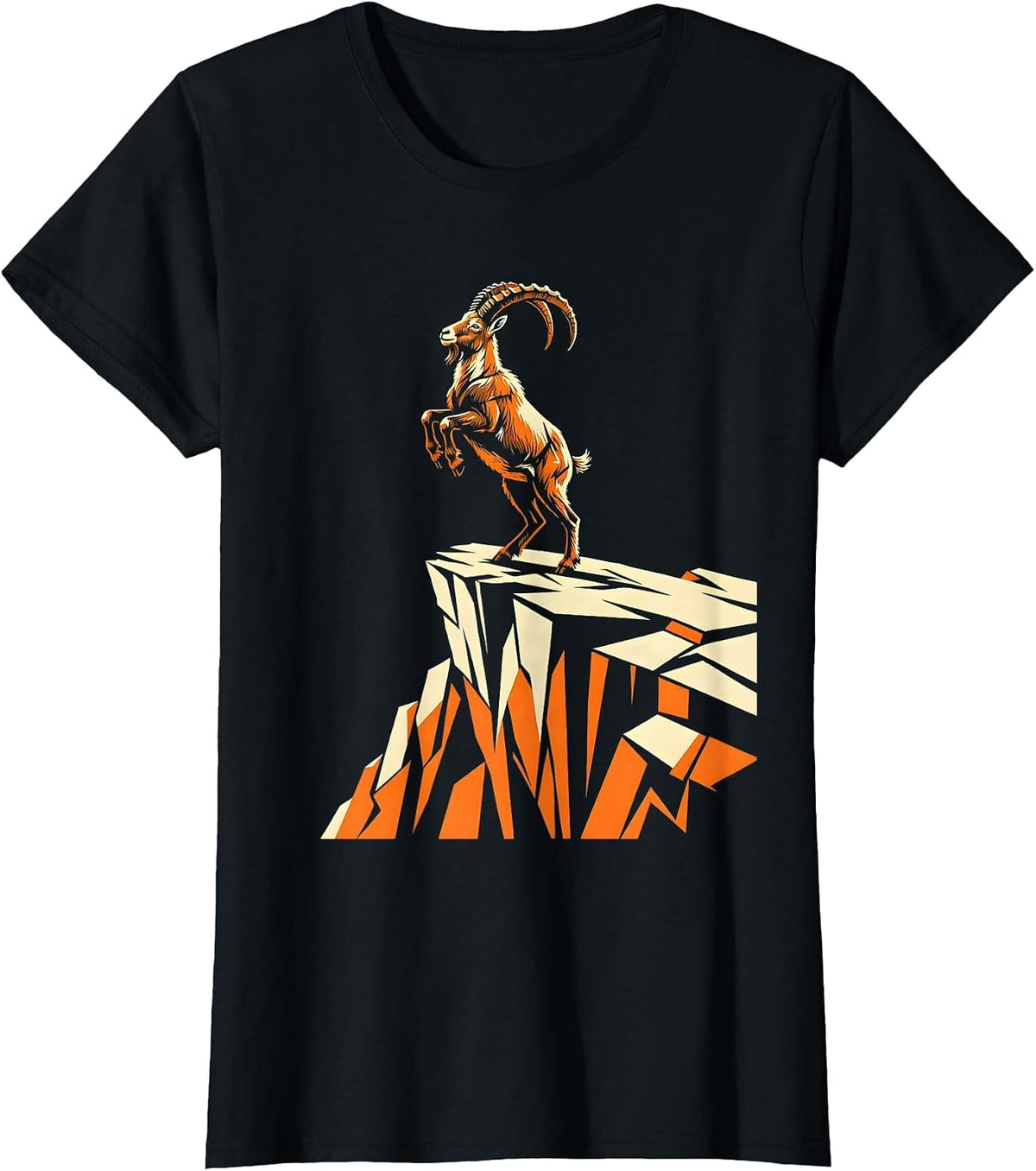 Mountain Goat Sheer Cliff Freedom Graphic T-Shirt - Black
