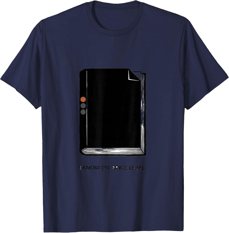 I Know My Spice Level Funny Bookworm Reader Gift T-Shirt - Navy Blue