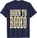Born to Rodeo Pink Cowgirl Design T-Shirt - Navy Blue
