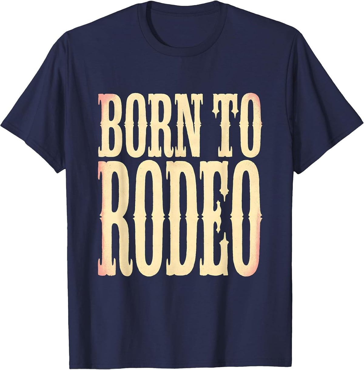 Born to Rodeo Pink Cowgirl Design T-Shirt - Navy Blue