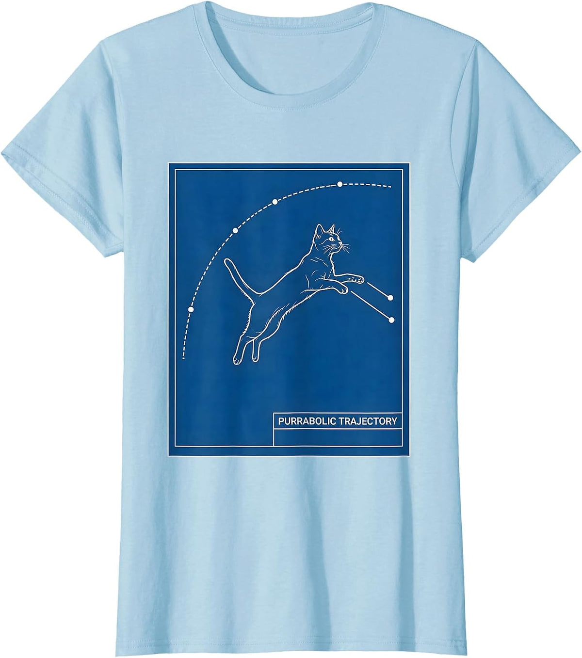 Purrabolic Trajectory Funny Science Cat Teacher Student Math T-Shirt - Baby Blue