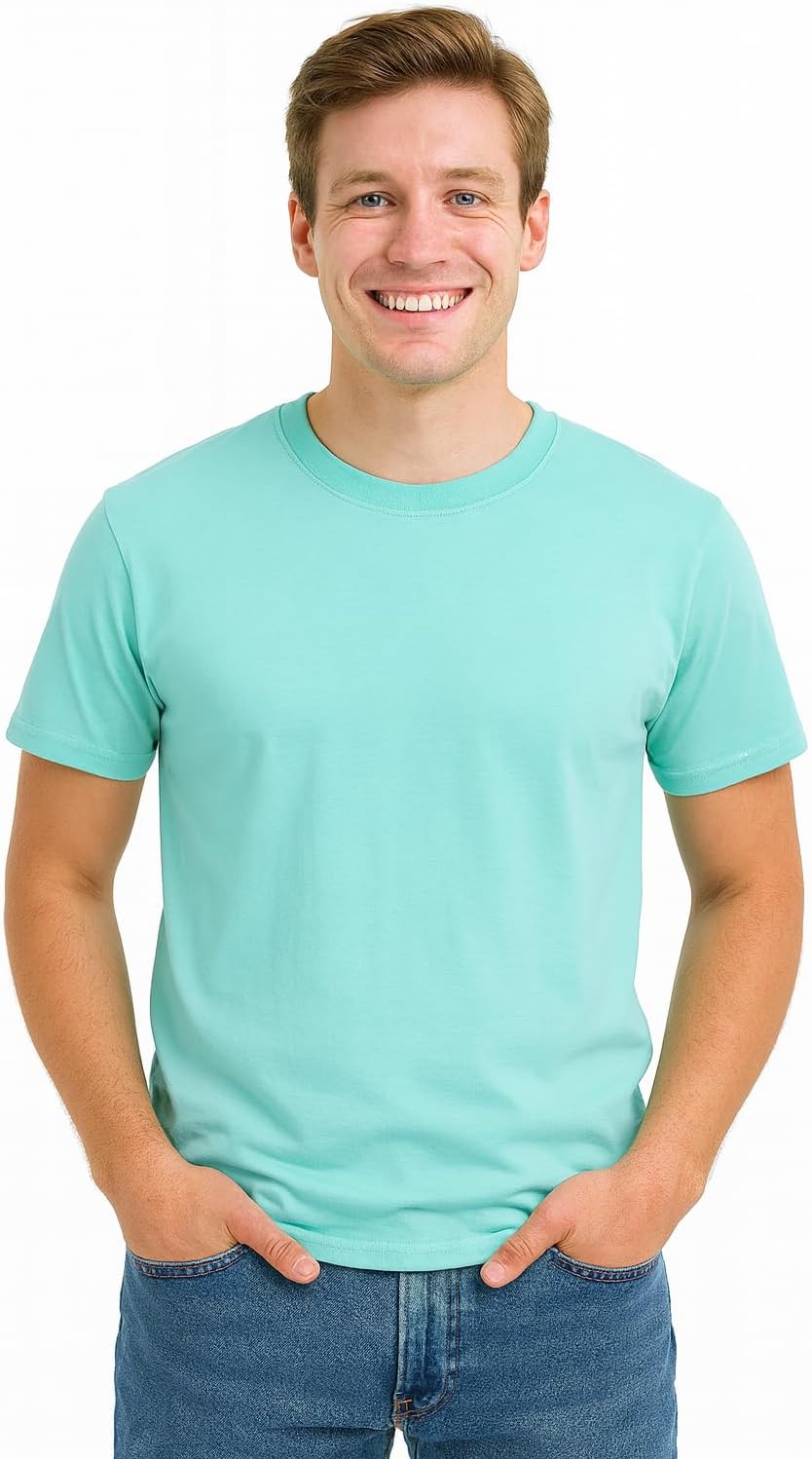 Men’s T-Shirts Ringspun Cotton Crew Neck Tee Shirts|Casual Wear T Shirt | Pre Shrunk with Panel Wash - Sea Foam