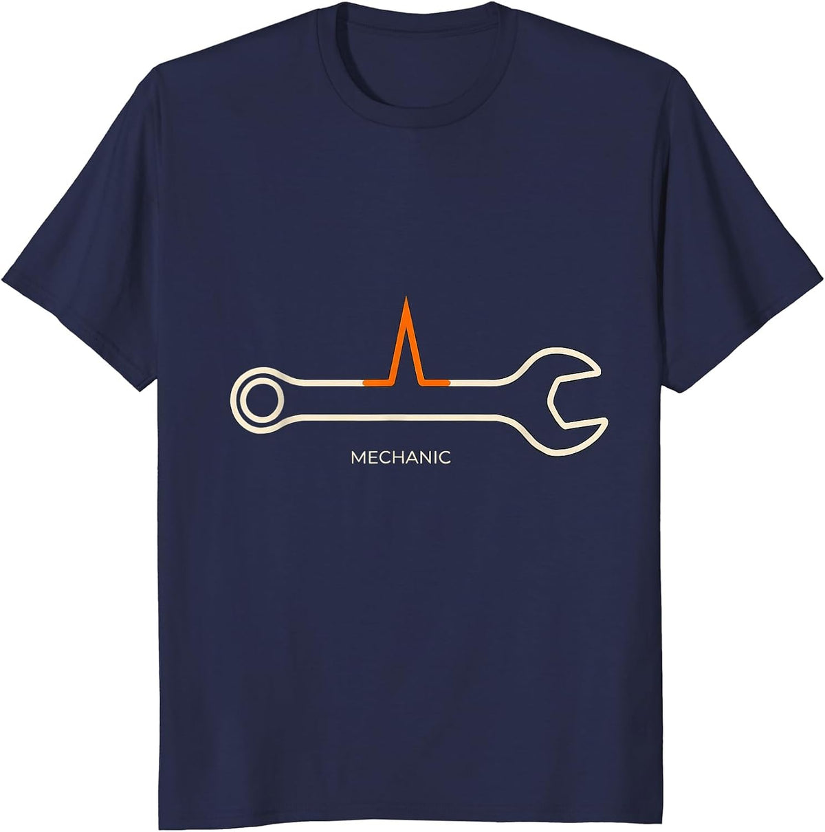 Mechanic Heartbeat EKG Line Auto Repair Humor T-Shirt - Navy Blue