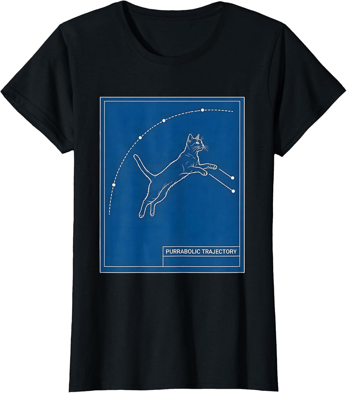 Purrabolic Trajectory Funny Science Cat Teacher Student Math T-Shirt - Black