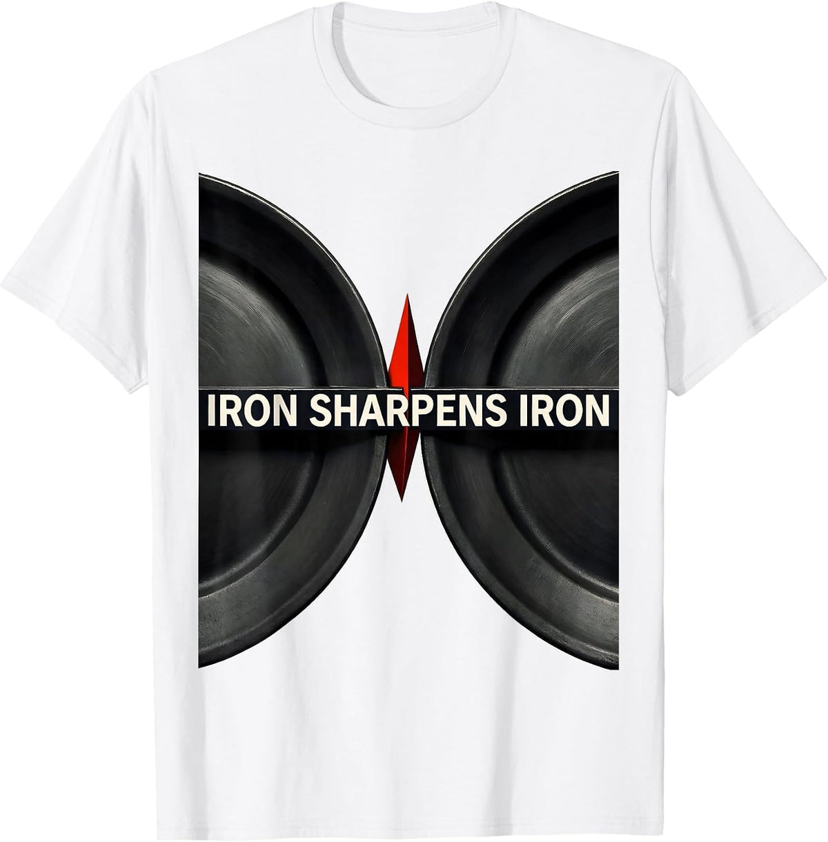 Men's Iron Sharpens Iron Constructivist Faith-Based Gym Workout T-Shirt - White