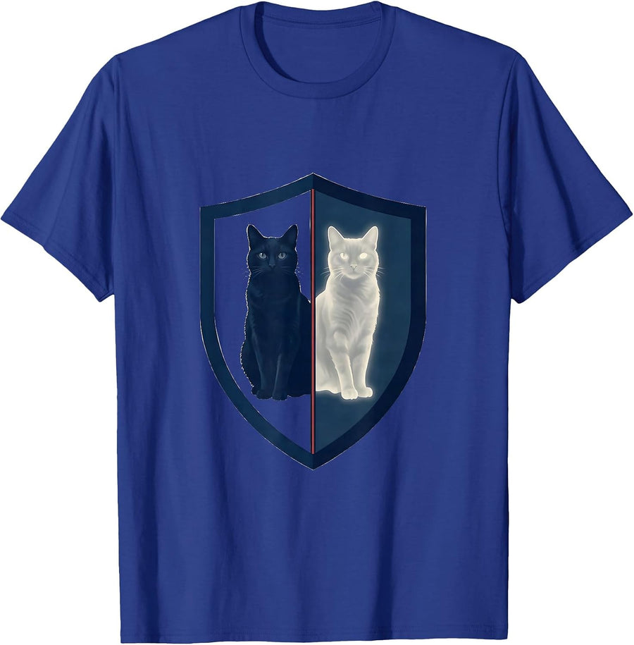 Quantum Cat Shield Emblem Science Geek Gift T-Shirt - Royal Blue