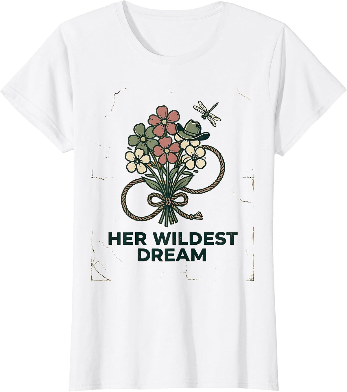 Her Wildest Dream Floral Boho Western Design T-Shirt - White