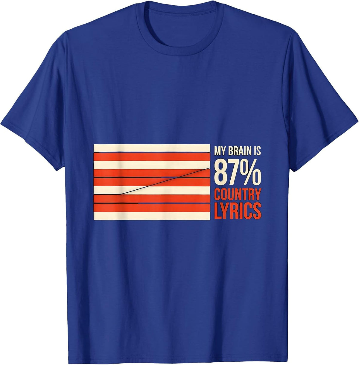 My Brain Is 87% Country Lyrics Funny Music Lover Gift T-Shirt - Royal Blue