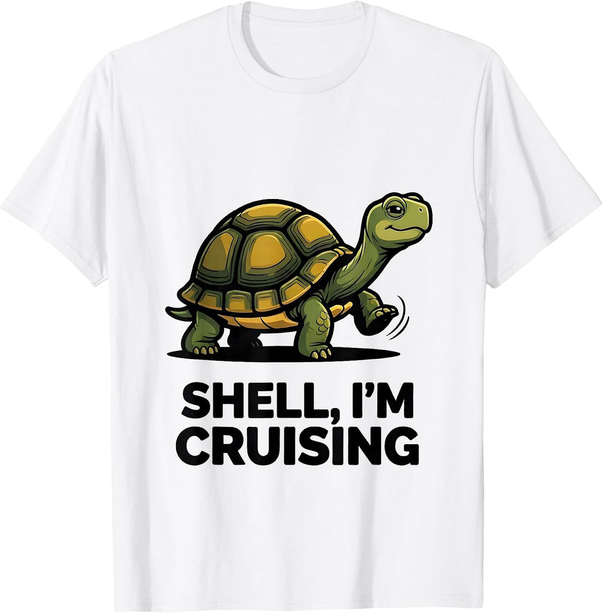 Men's Shell I'm Cruising Funny Turtle Lover Reptile Novelty T-Shirt - White