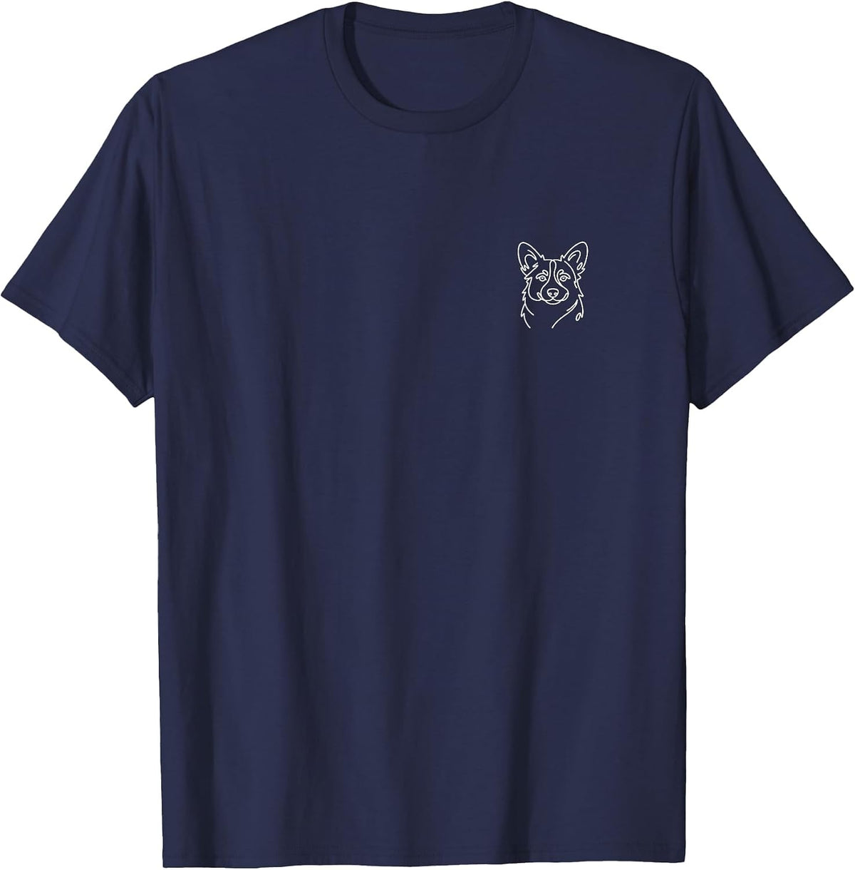 Cardigan Welsh Corgi Minimalist Line Art T-Shirt - Navy Blue
