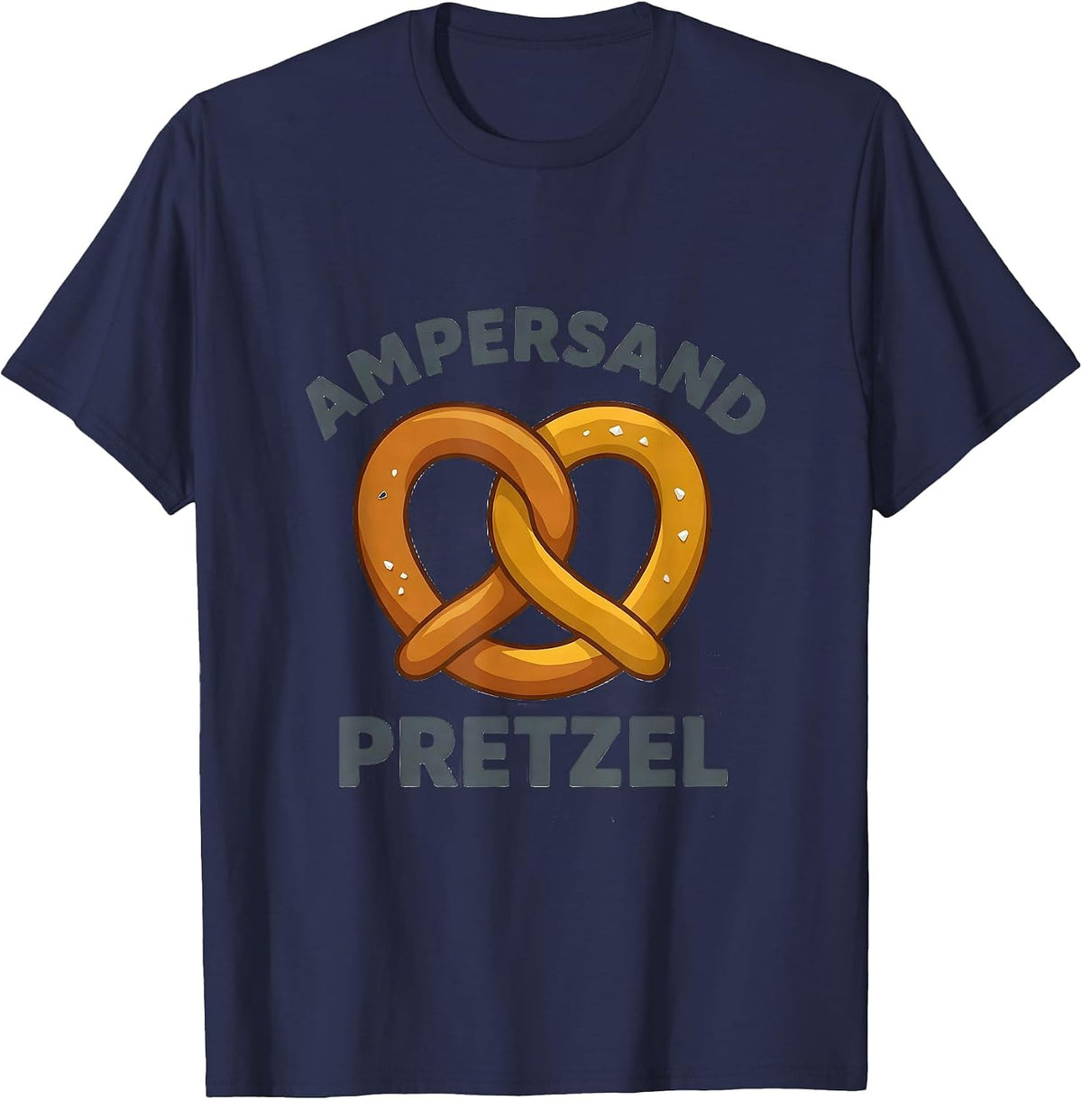 Men's Ampersand Pretzel Funny Grammar Teacher English Pun Humor T-Shirt - Navy Blue