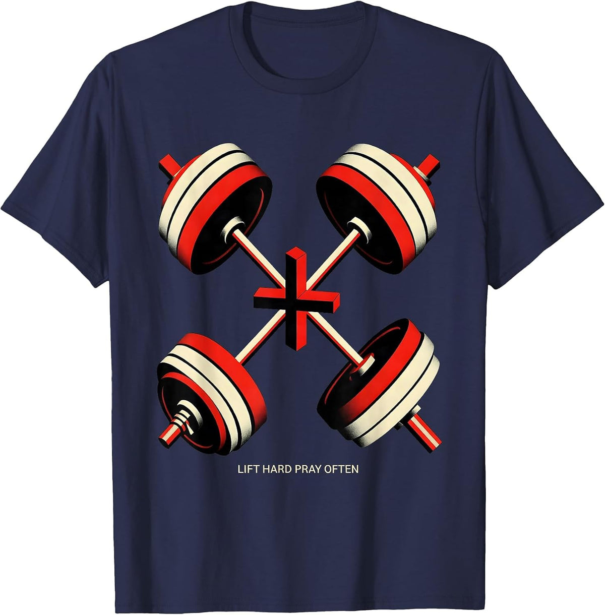 Men's Lift Hard Pray Often Constructivist Christian Gym T-Shirt - Navy Blue