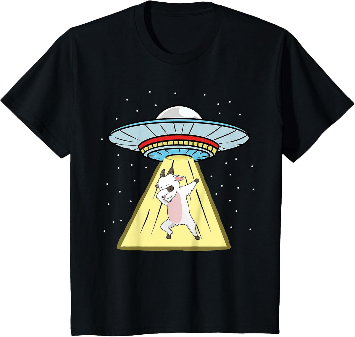 UFO Abduction Dabbing Goat T-Shirt - Black
