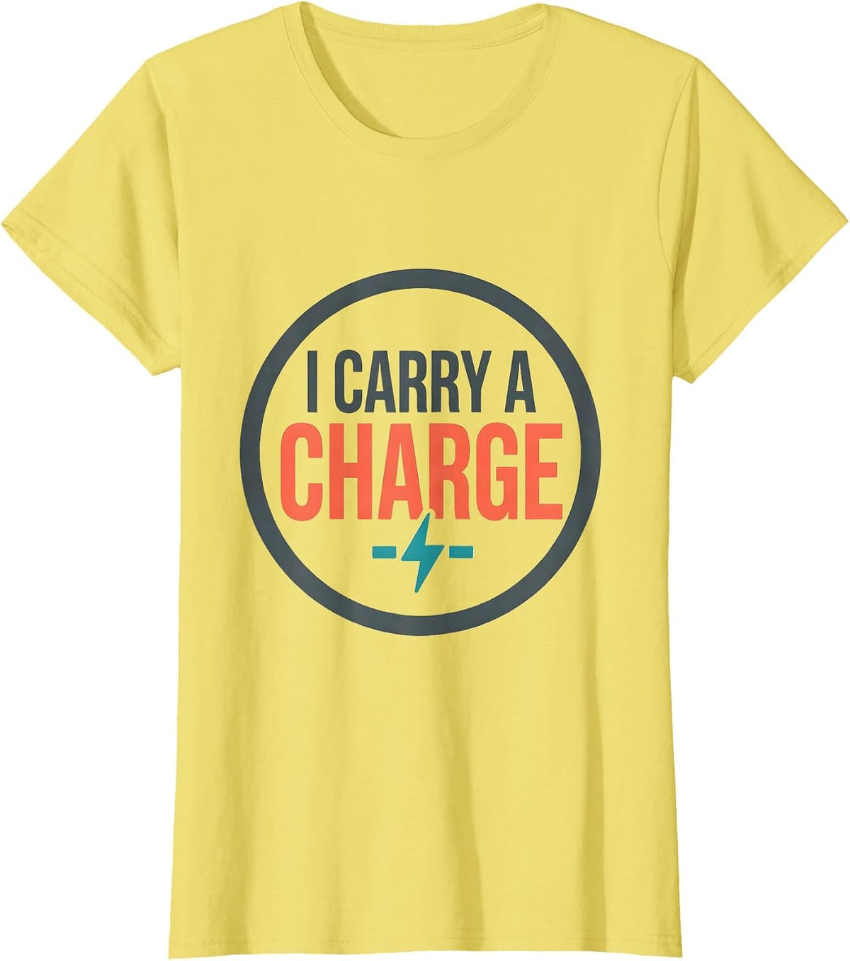 I Carry A Charge Funny Science Nerd Periodic Table Pun T-Shirt - Lemon Yellow