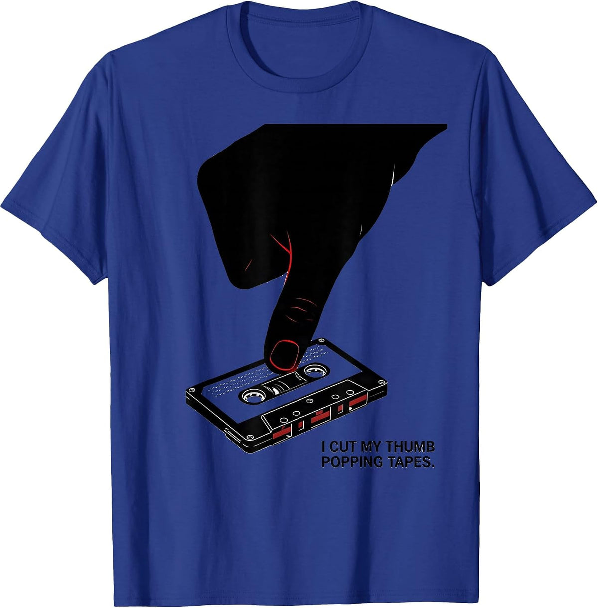 Men's I Cut My Thumb Popping Tapes Vintage 90s Hip Hop Lyric T-Shirt - Royal Blue