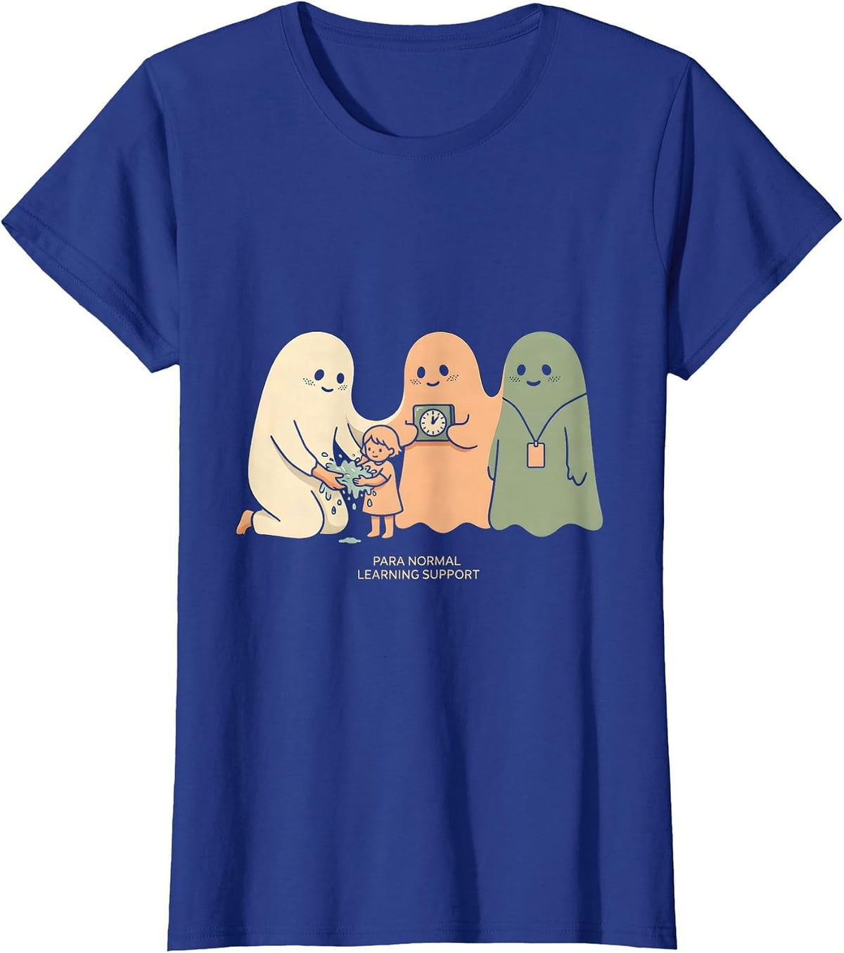 Women's Para Normal Learning Support Paraeducator Halloween Ghost T-Shirt - Royal Blue