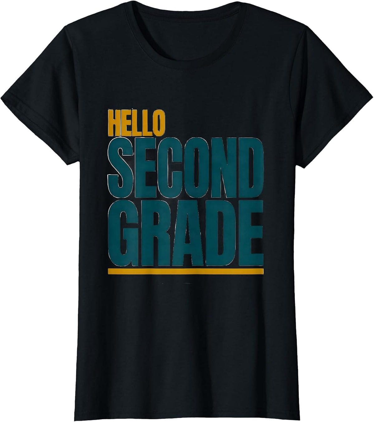 Hello, Second Grade Retro Teacher Student Back To School T-Shirt - Black