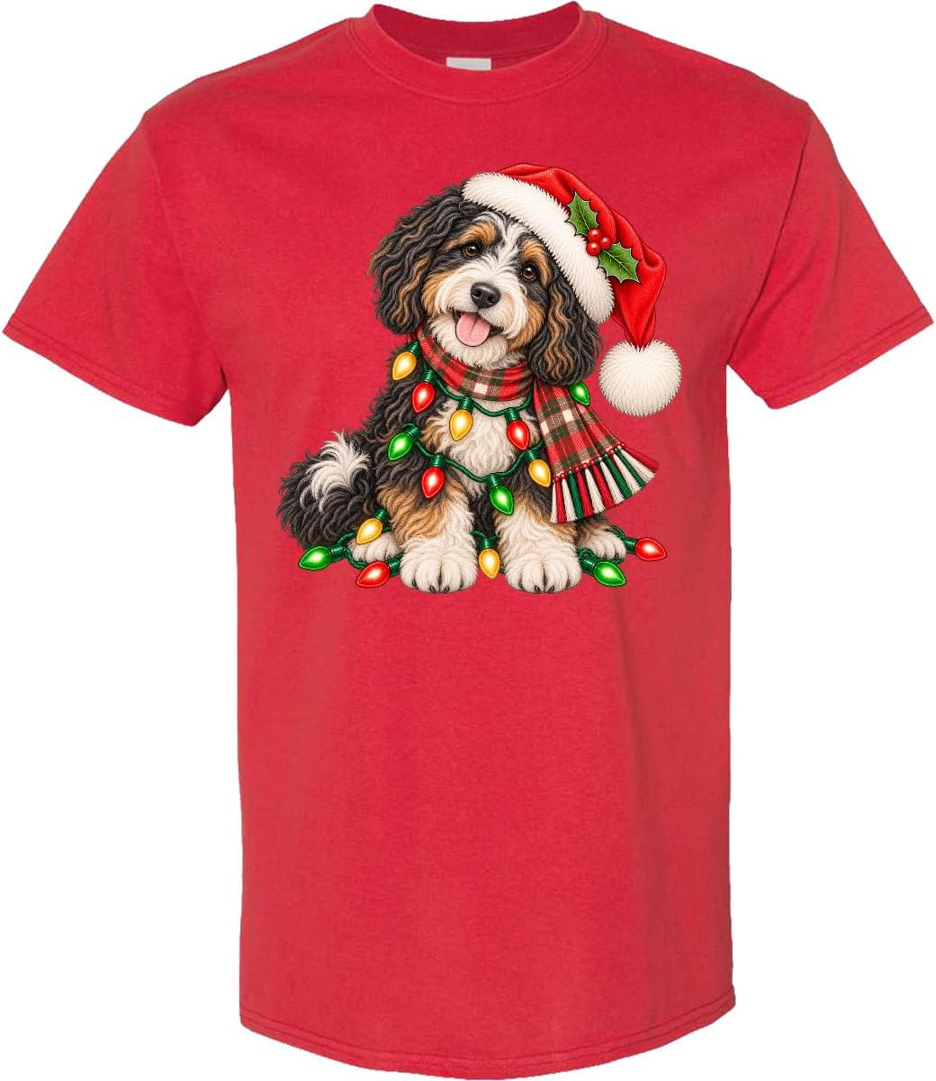 inktastic Christmas Bernedoodle Adult T-Shirt - Red