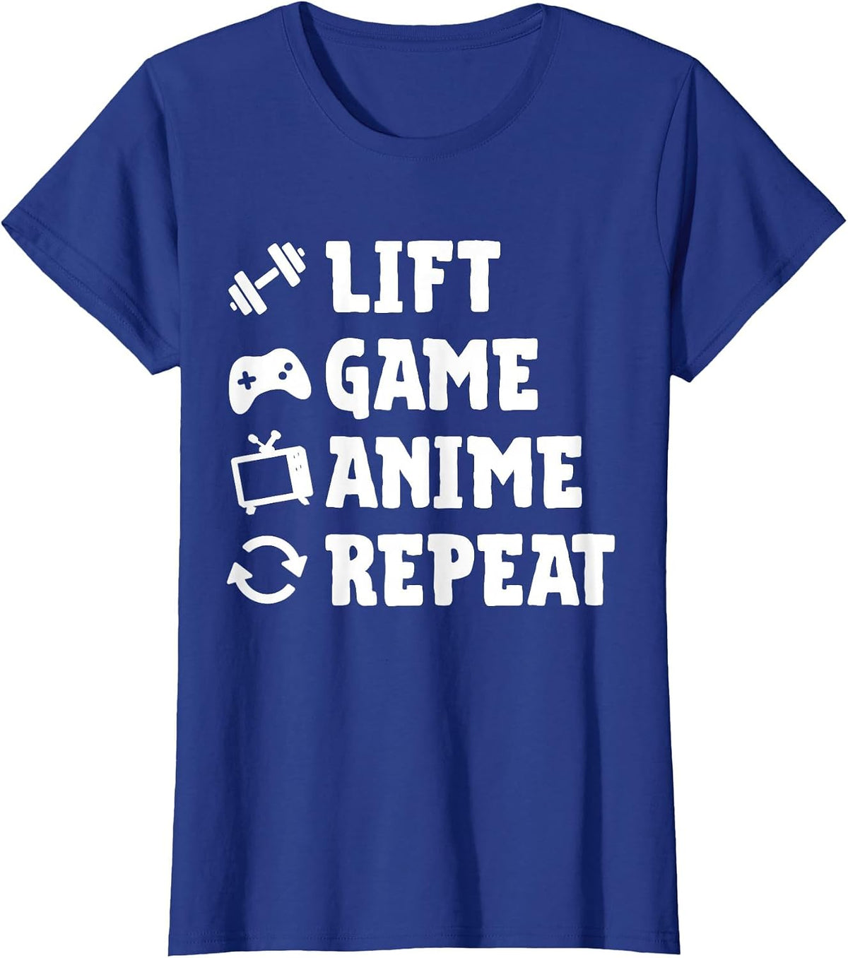 Funny Gym Lift Game Anime Repeat Gaming Anime Lover Workout T-Shirt - Royal Blue