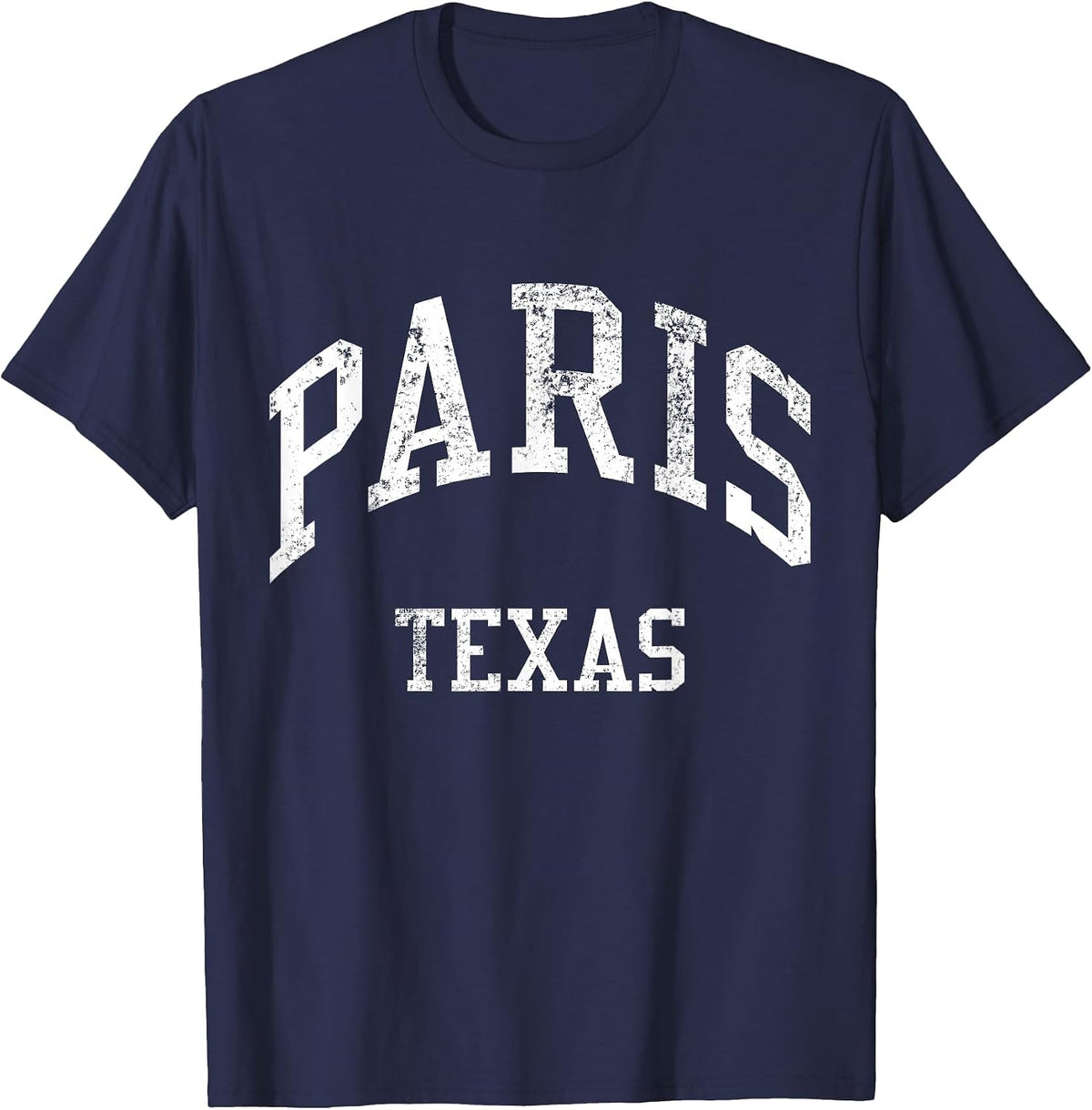 Paris Texas Retro 70s College Sports Style T-Shirt - Navy Blue
