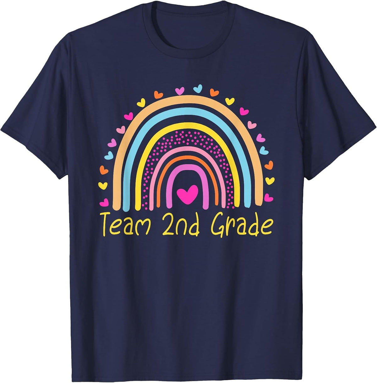 Second Team 2nd Grade Teacher Rainbow T-Shirt - Navy Blue