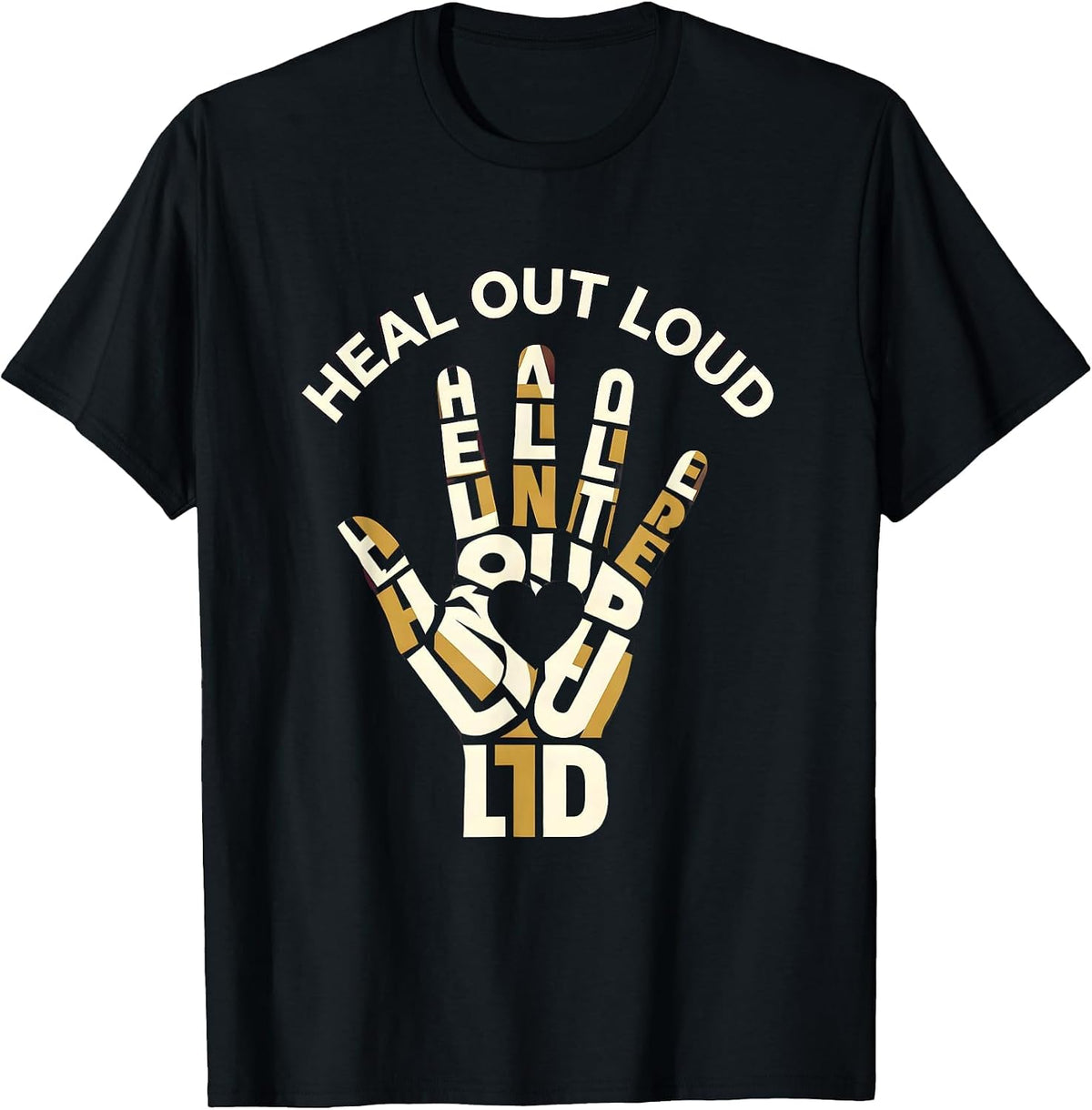 Men's Heal Out Loud Mental Health Matters Design T-Shirt - Black